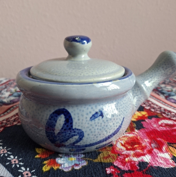 Blue Ceramic Teapot with Floral Design - Picture 9 of 12